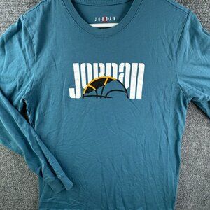 Nike Air Jordan Jumpman Men Long Sleeve Shirt Size Medium Blue Graphic Adult